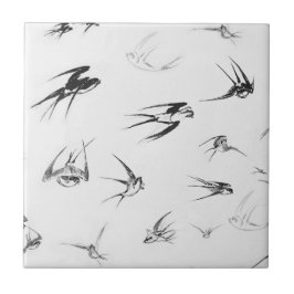 Retro djur för svalafågelnatur kakelplatta