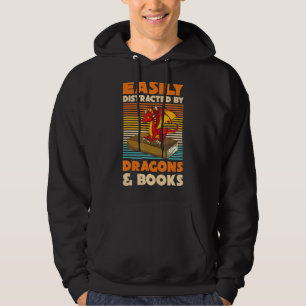 Retro-djur som lätt distraherats av drakar och Bok Hoodie
