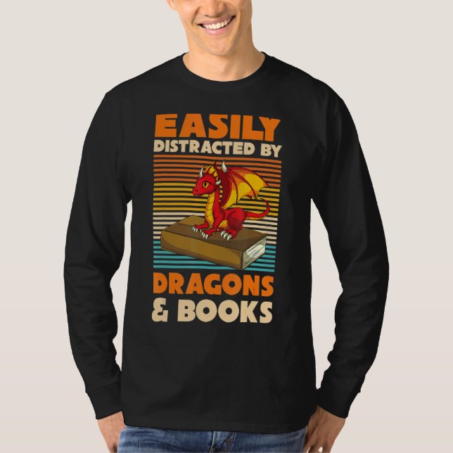 Retro-djur som lätt distraherats av drakar och Bok T Shirt (Framsida)