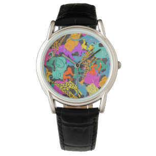 Retro djurt Silhouettesmönster Armbandsur