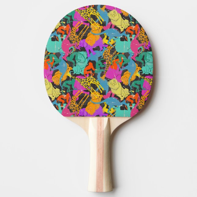 Retro djurt Silhouettesmönster Pingisracket (Framsidan)