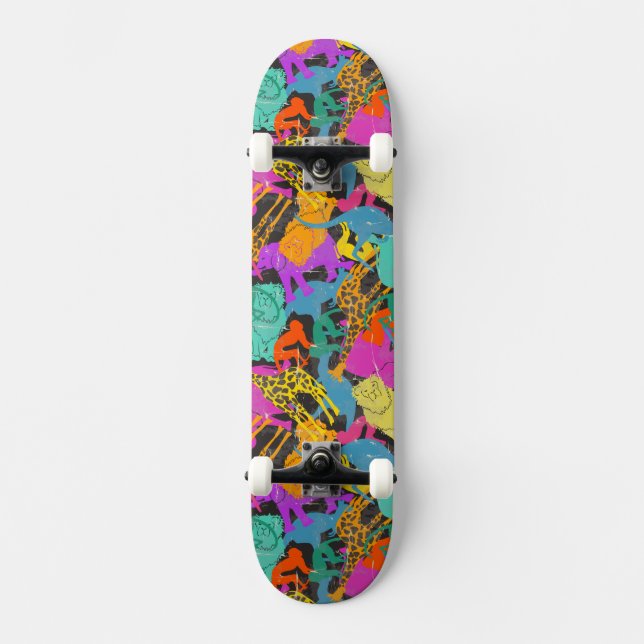 Retro djurt Silhouettesmönster Skateboard Bräda 19,5 Cm (Framsida)