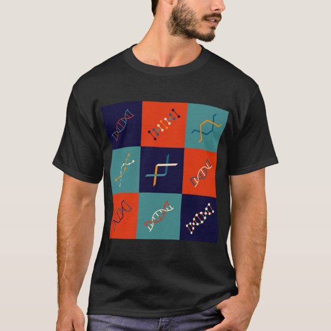 Retro DNA-genetik stambiologi mönster set T Shirt (Framsida)