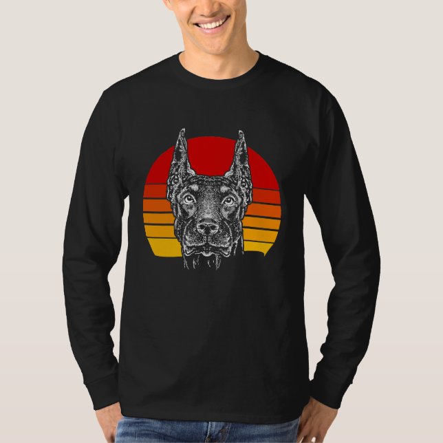 Retro Doberman  4 T Shirt (Framsida)