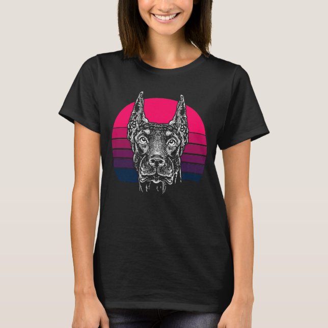 Retro Doberman 7 T Shirt (Framsida)