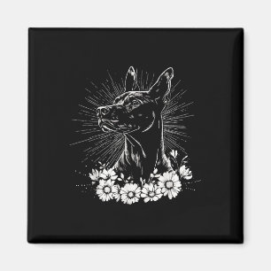 Retro Doberman Pinscher Hund älskare Tattoo Stil Magnet