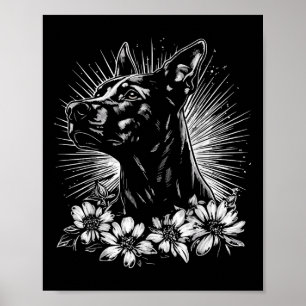 Retro Doberman Pinscher Hund älskare Tattoo Stil _ Poster