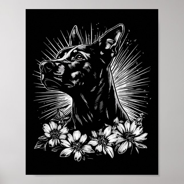 Retro Doberman Pinscher Hund älskare Tattoo Stil _ Poster (Framsidan)