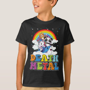 Retro Döden Metall Cat Rainbow Unicorn Funny Heavy T Shirt