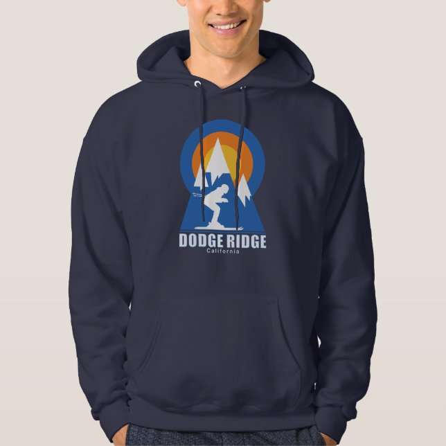 Retro Dodge Ridge Ski Sunset Hoodie (Framsida)