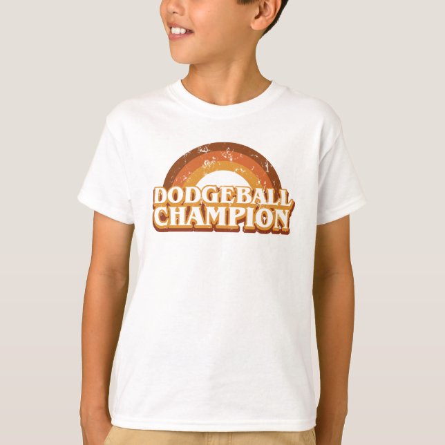 Retro Dodgeball Champion Kids Ringer T-Shirt (Framsida)