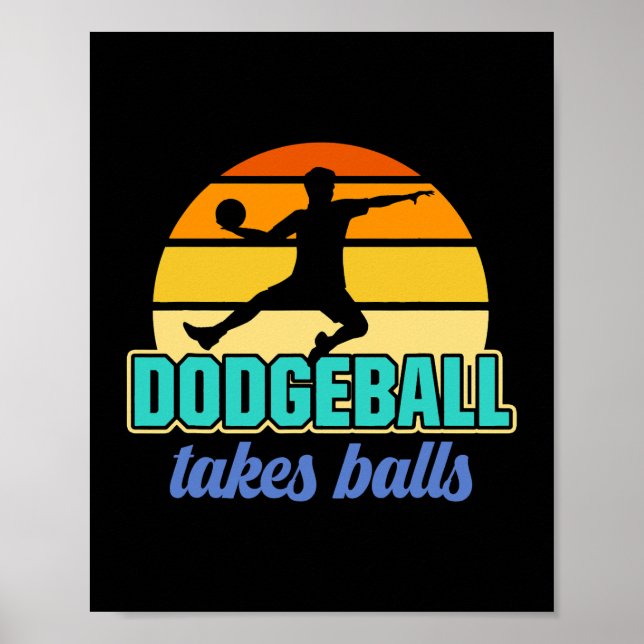 Retro Dodgeball tar Bollar Dodgeball Player Poster (Framsidan)