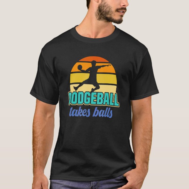 Retro Dodgeball tar Bollar Dodgeball Player T Shirt (Framsida)