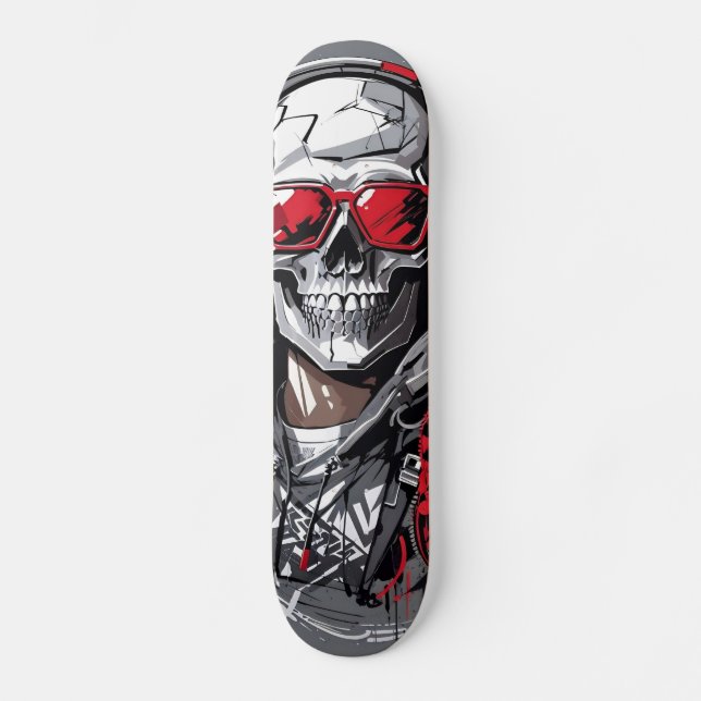 Retro Dödskalle Mini Skateboard Bräda 18,5 Cm (Framsida)