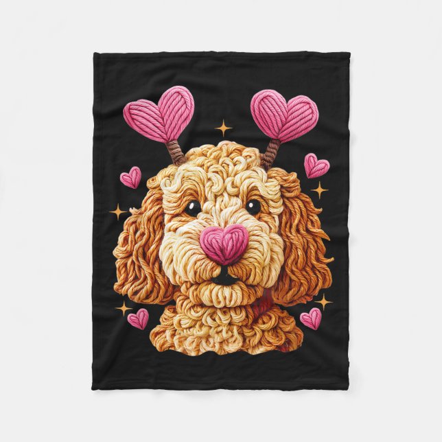 Retro Dog Goldendoodle Valentines Funny Gift Women Fleecefilt (Framsidan)