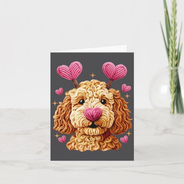 Retro Dog Goldendoodle Valentines Funny Gift Women Kort (Framsida)