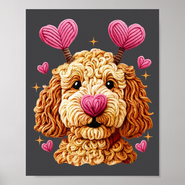 Retro Dog Goldendoodle Valentines Funny Gift Women Poster (Framsidan)