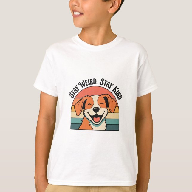 Retro Dog Positive Kids Graphic T-Shirt (Framsida)