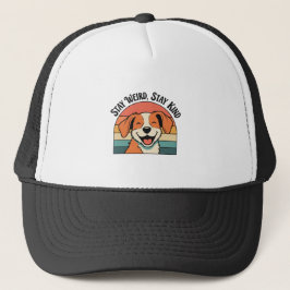 Retro Dog Positive Vibes Trucker Hat Keps