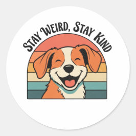 Retro Dog Stay Kind Vinyl Sticker Runt Klistermärke