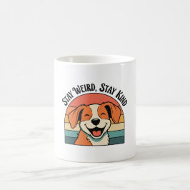 Retro Dog Stay Kind White Coffee Mug Kaffemugg