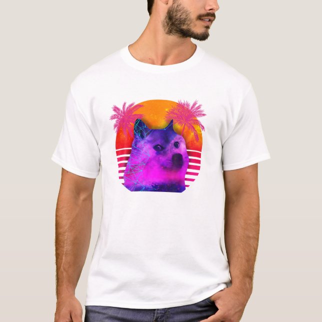 Retro Doge Hodl till Måne T Shirt (Framsida)