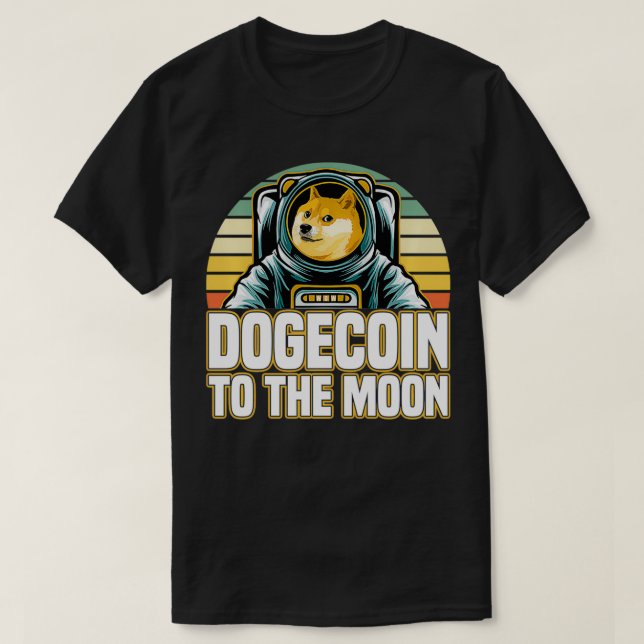 Retro Dogecoin till Pullover Måne T Shirt (Design framsida)