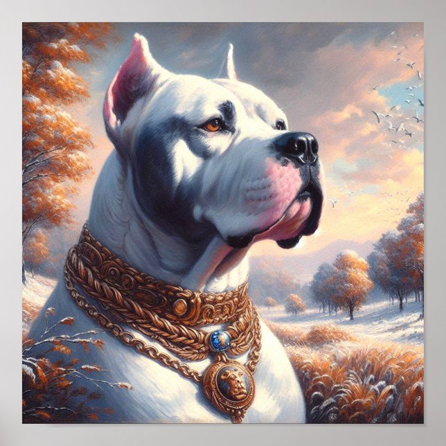 Retro Dogo Argentino Painting Poster (Framsidan)