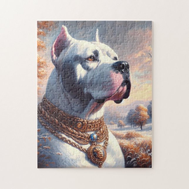 Retro Dogo Argentino Painting Pussel (Vertikal)