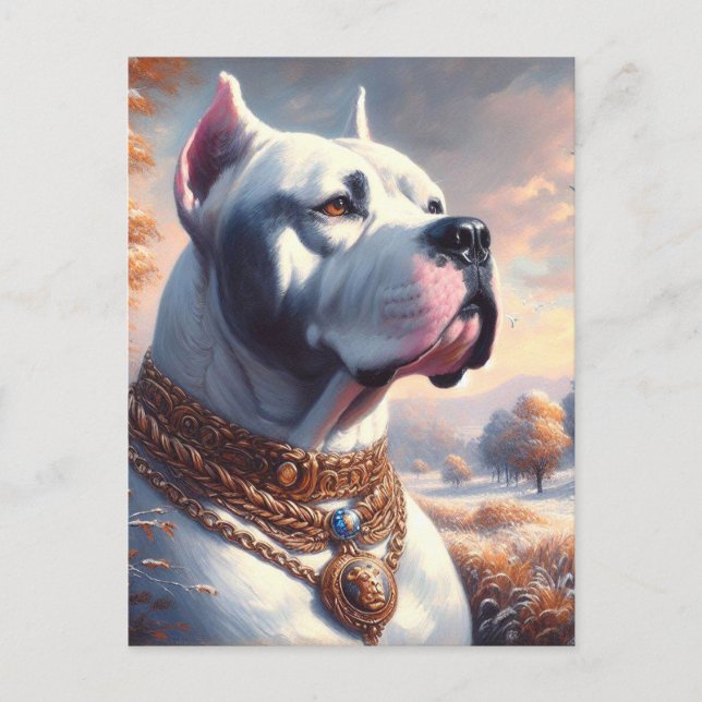 Retro Dogo Argentino Painting Vykort (Framsida)