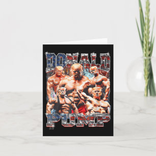 Retro Donald Pump Gym Collage Photo Meme Funny Kort