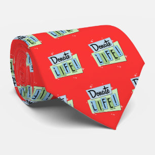 Retro Donate Life med röd bakgrund Slips
