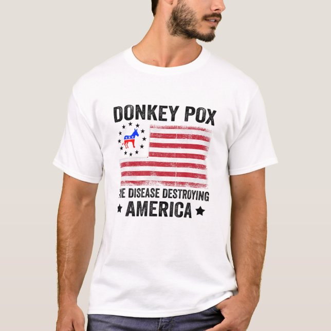 Retro Donkey Pox the Disease som förstör USA T Shirt (Framsida)