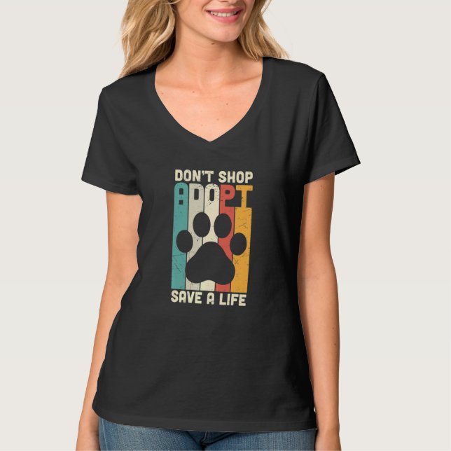 Retro Don't Shop Adopt Save A Life Rescue Cat  Kit T Shirt (Framsida)