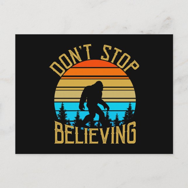 Retro Dont Stop Believing Bigfoot Vykort (Framsida)