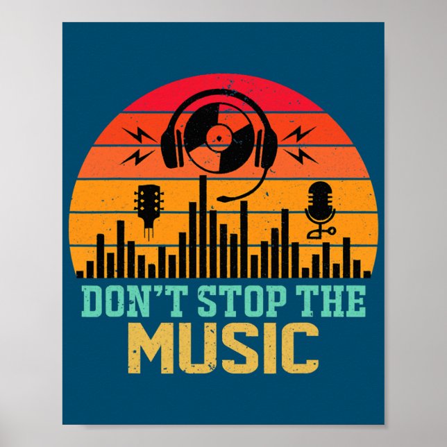 Retro Don't Stop The Music Lover Sound Headphones Poster (Framsidan)