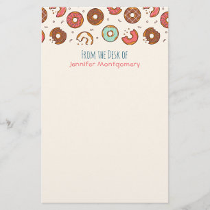 Retro Donut Mönster Cute Colorful Stil Brevpapper