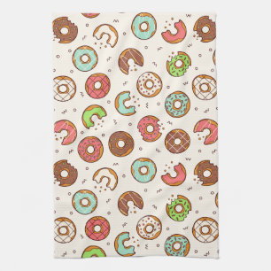 Retro Donut Mönster Cute Colorful Stil Kökshandduk