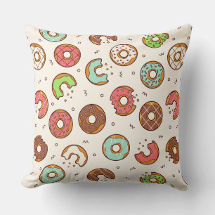 Retro Donut Mönster Cute Colorful Stil Kudde