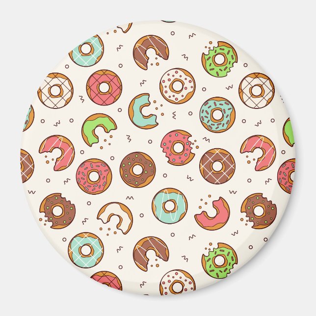 Retro Donut Mönster Cute Colorful Stil Magnet (Framsidan)