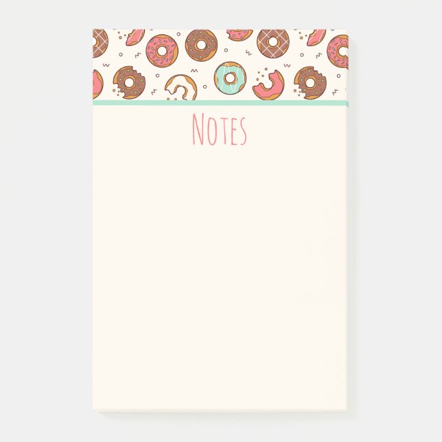 Retro Donut Mönster Cute Colorful Stil Post-it Block (Framsida)