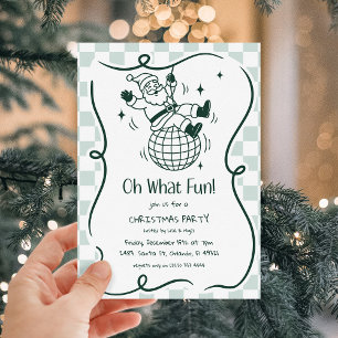 Retro Doodle Disco Tomte Julfest Inbjudningar