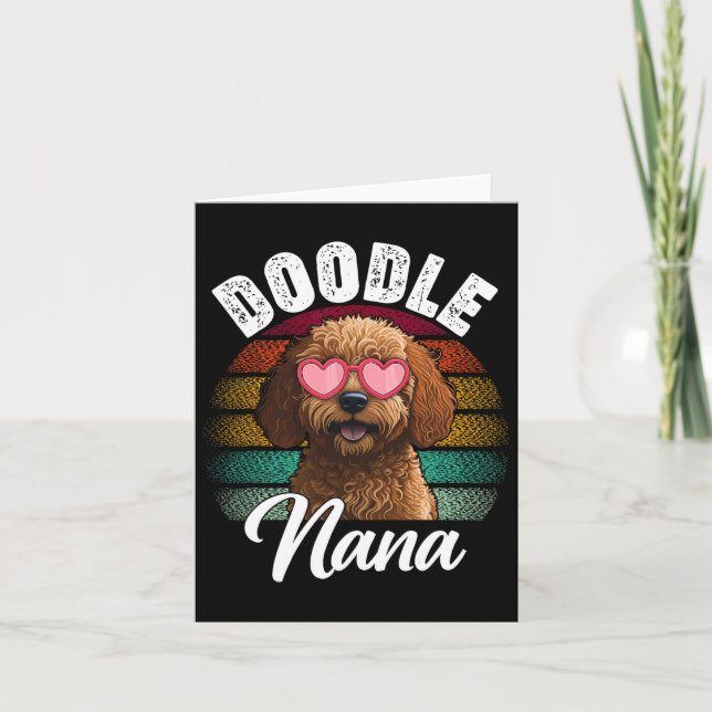Retro Doodle Mormor Goldendoodle Hundälskare Mors  Kort (Framsida)