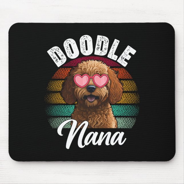 Retro Doodle Nana Goldendoodle Hund älskare Mor D Musmatta (Framsidan)