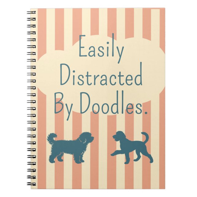 Retro Doodle Silhouette Easily Distracted Notebook Anteckningsbok (Framsidan)
