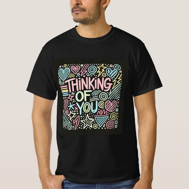 Retro Doodle tänker på dig Manar Tshirt T Shirt (Framsida)