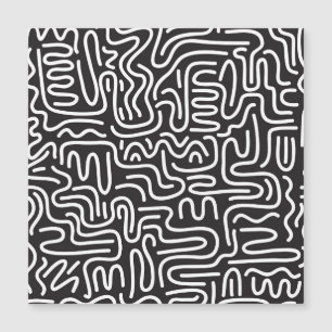Retro Doodle Vågigt Linjer: Monokrom