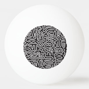 Retro Doodle Vågigt Linjer: Monokrom Pingisboll