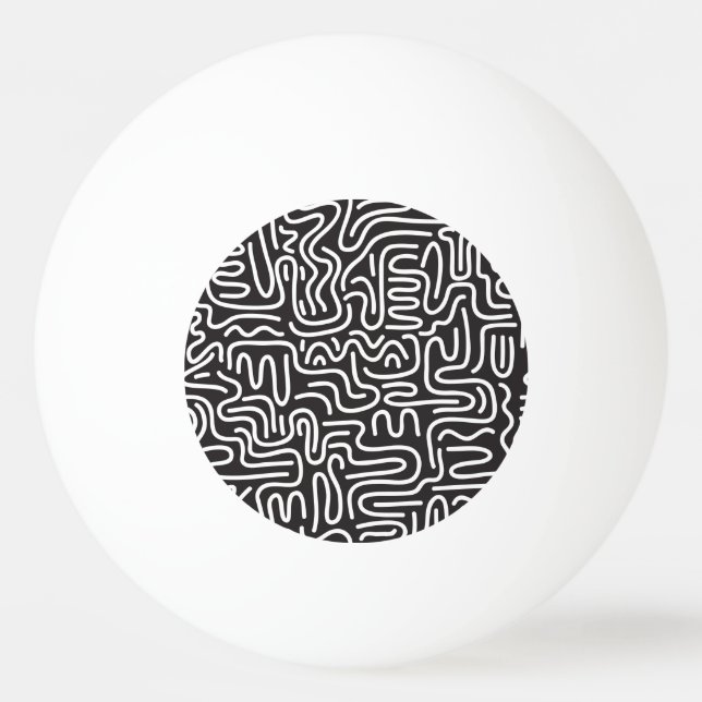Retro Doodle Vågigt Linjer: Monokrom Pingisboll (Framsidan)