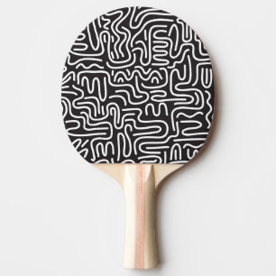 Retro Doodle Vågigt Linjer: Monokrom Pingisracket